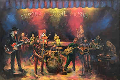 Support Local Music - Oil on Canvas 2019
